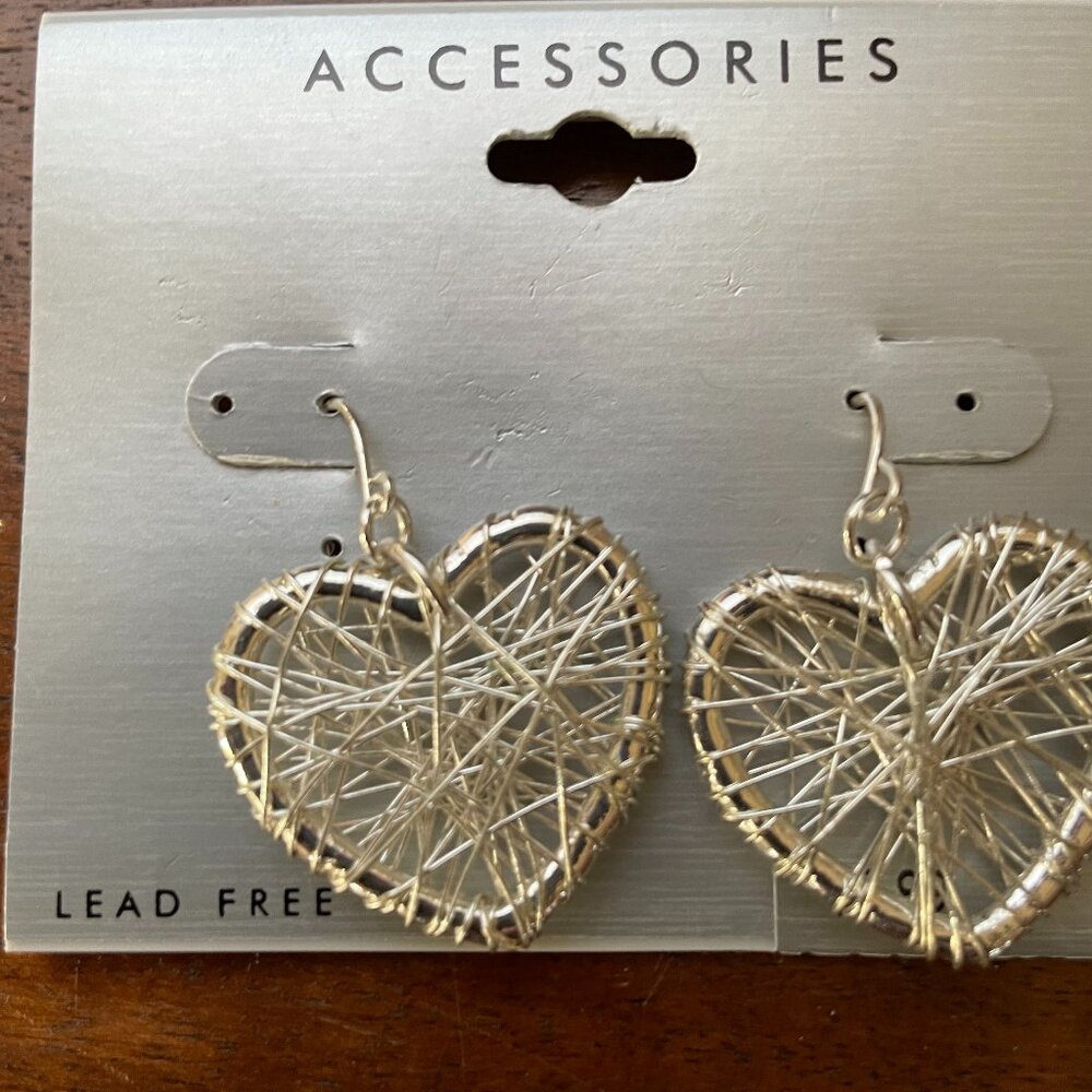 Bundle 3 for $12. Silver Toned Heart Dangle Earrings
